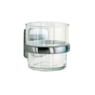 Smedbo CS343 Wall Mounted Clear Glass Tumbler with Brushed Chrome Holder from the Cabin Collection